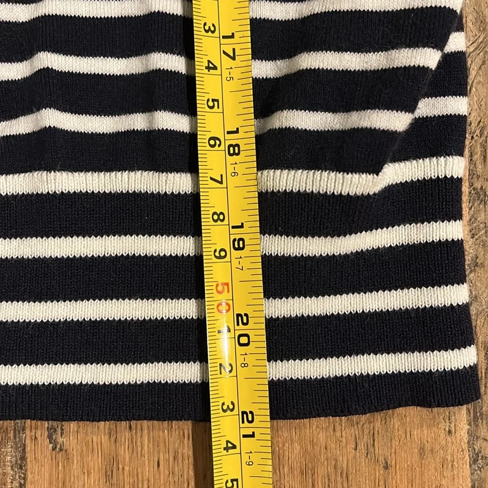 J.‎ Crew Navy Blue Stripe open front  Sweater size small